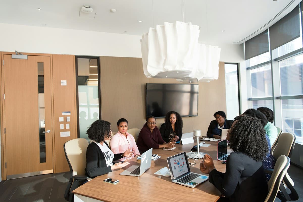 Women colleagues working together in an office meeting